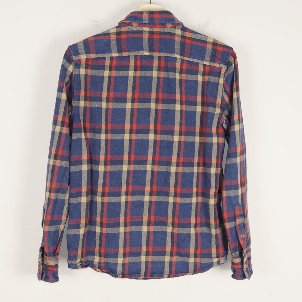 Grayers Heritage Flannel Long Sleeve Button Cotton Blue Red Plaid Shirt Sz S